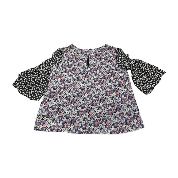 Kidpik Blouse Top Girls XL Multicolor Floral Crew Neck Flared Sleeve Classic Fit - Picture 3 of 6